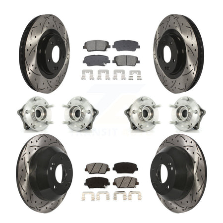 Front Rear Hub Bearing Coated Brake Rotor & Pad Kit (10Pc) For Hyundai Santa Fe Sport Kia KBB-128899