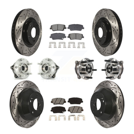 Front Rear Hub Bearing Coated Disc Brake Rotor Pads Kit (10Pc) For Hyundai Santa Fe Sport KBB-128901