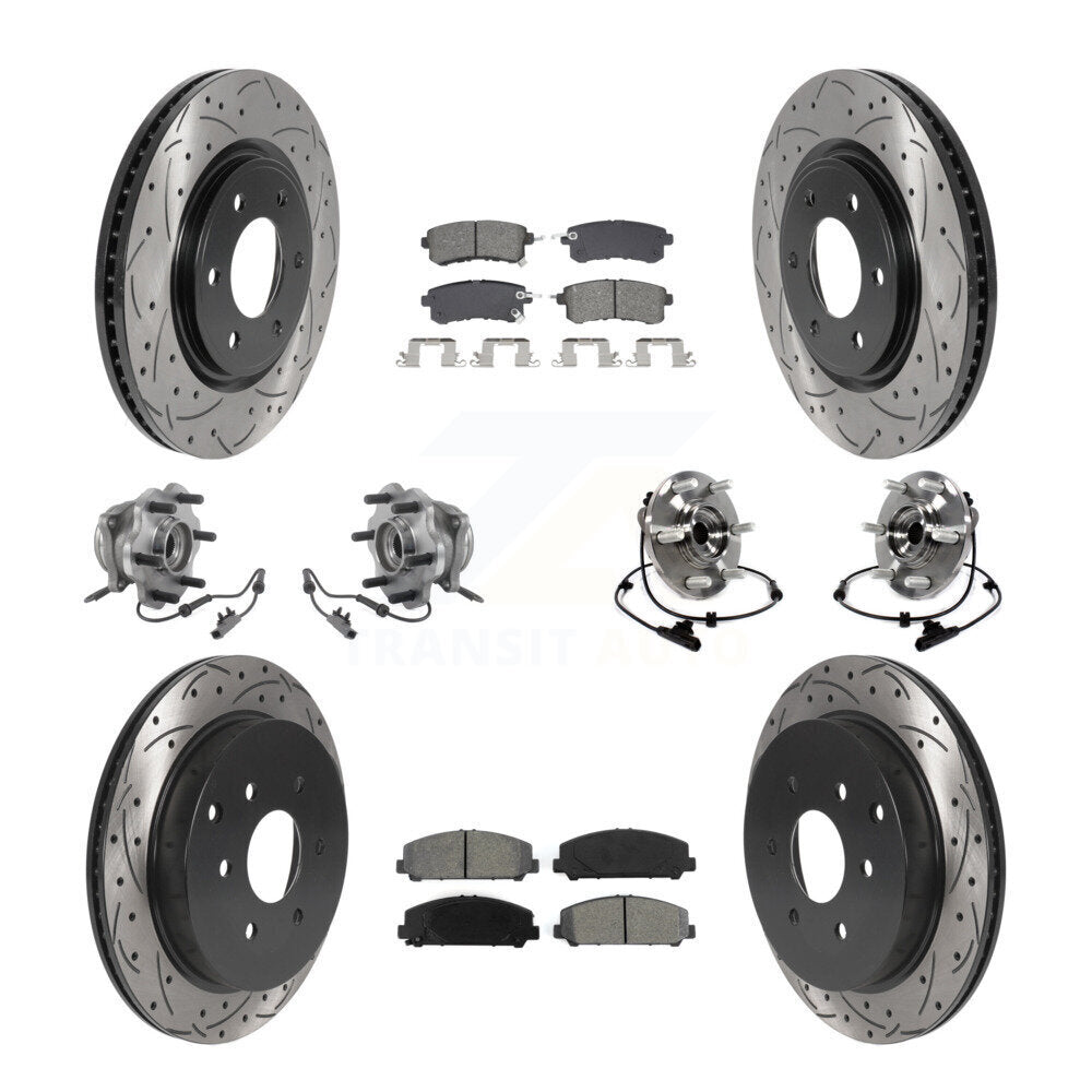 Front Rear Hub Bearing Coated Brake Rotor Pads Kit (10Pc) For INFINITI QX80 Nissan Armada KBB-128902