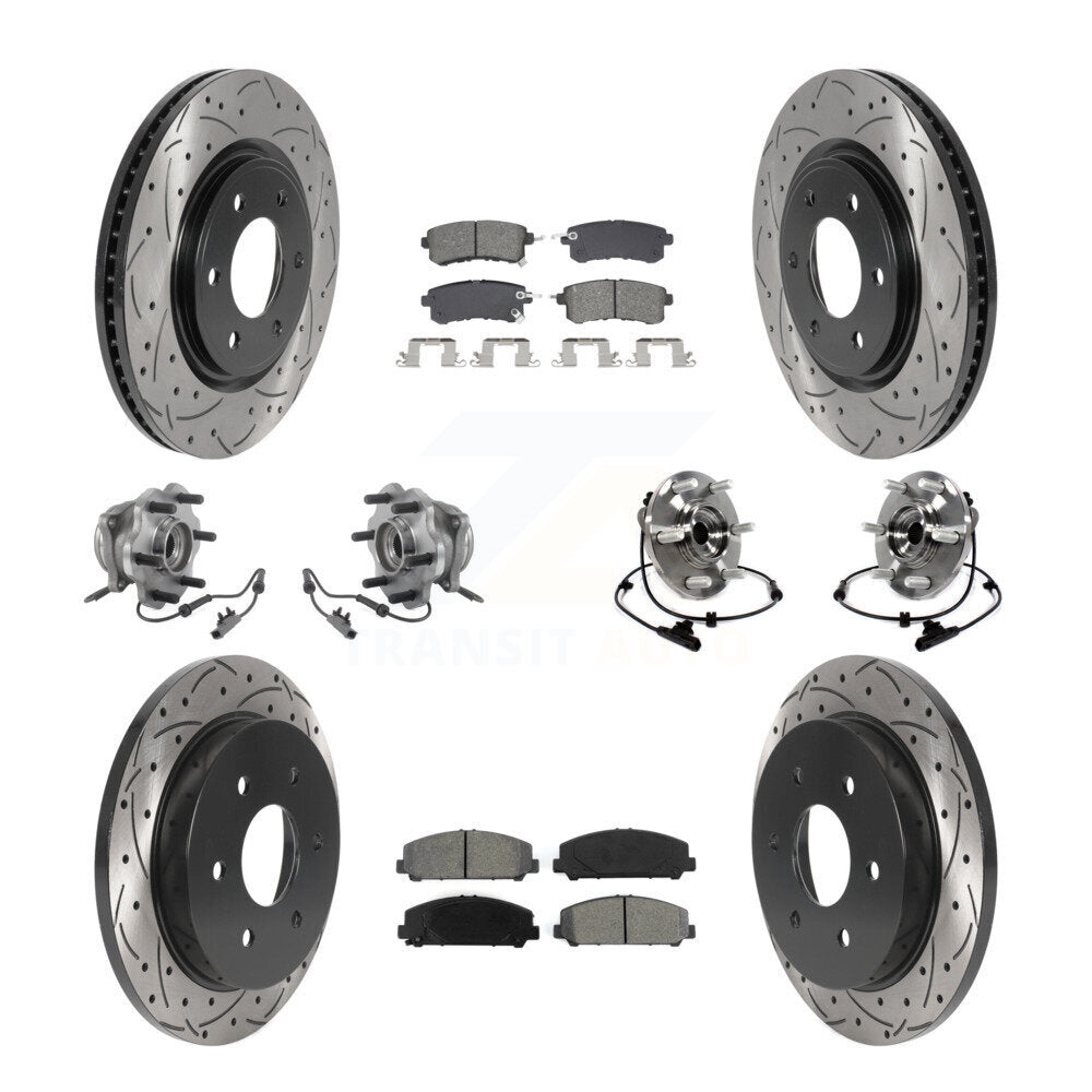 Front Rear Hub Bearing Coat Brake Rotor Pad Kit (10Pc) For Nissan Armada With Solid KBB-128903