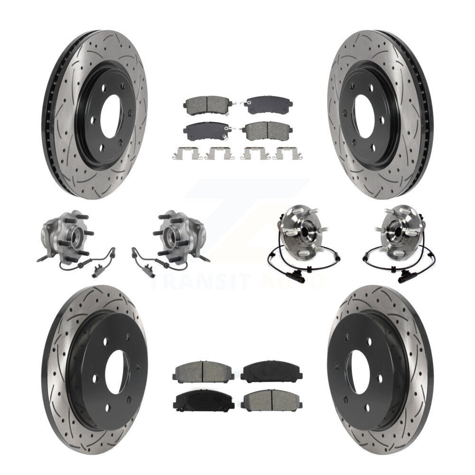 Front Rear Hub Bearing Coat Brake Rotor Pad Kit (10Pc) For Nissan Armada With Solid KBB-128903