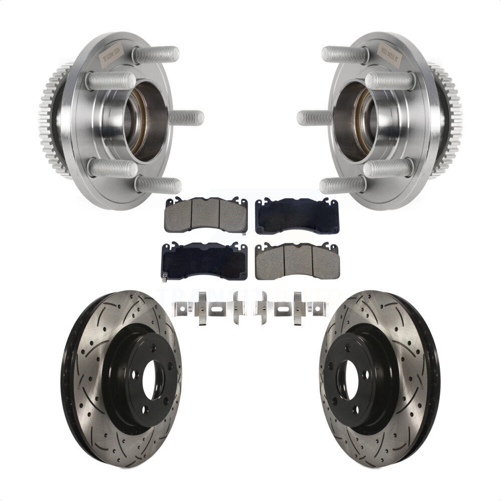 Front Hub Bearing Drill Slot Brake Rotor Pad Kit For 2015 Ford Mustang With Brembo Brakes KBB-128927