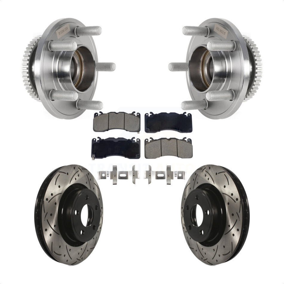 Front Hub Bearing Drill Slot Brake Rotor Pad Kit For 2015 Ford Mustang With Brembo Brakes KBB-128927