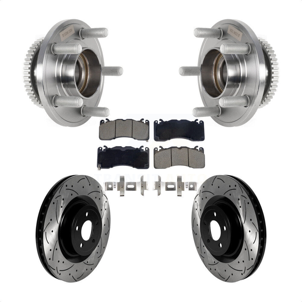 Front Hub Bearing Coat Drill Slot Brake Rotor Pad Kit For Ford Mustang With Brembo Brakes KBB-128928