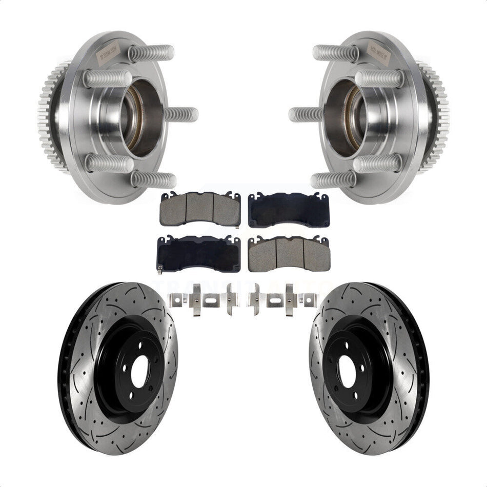 Front Hub Bearing Coat Drill Slot Brake Rotor Pad Kit For Ford Mustang With Brembo Brakes KBB-128928