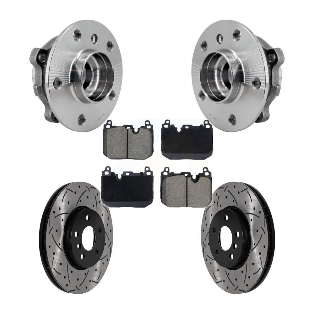 Front Hub Bearing Coat Drill Slot Brake Rotor Pad Kit For 2017-2020 Mini Cooper Clubman S KBB-128938