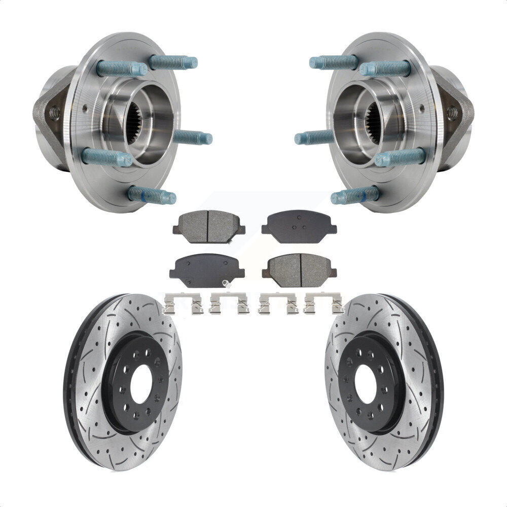 Front Hub Bearing Coated Drill Slot Brake Rotor Pad Kit For Chevrolet Equinox GMC Terrain KBB-128948