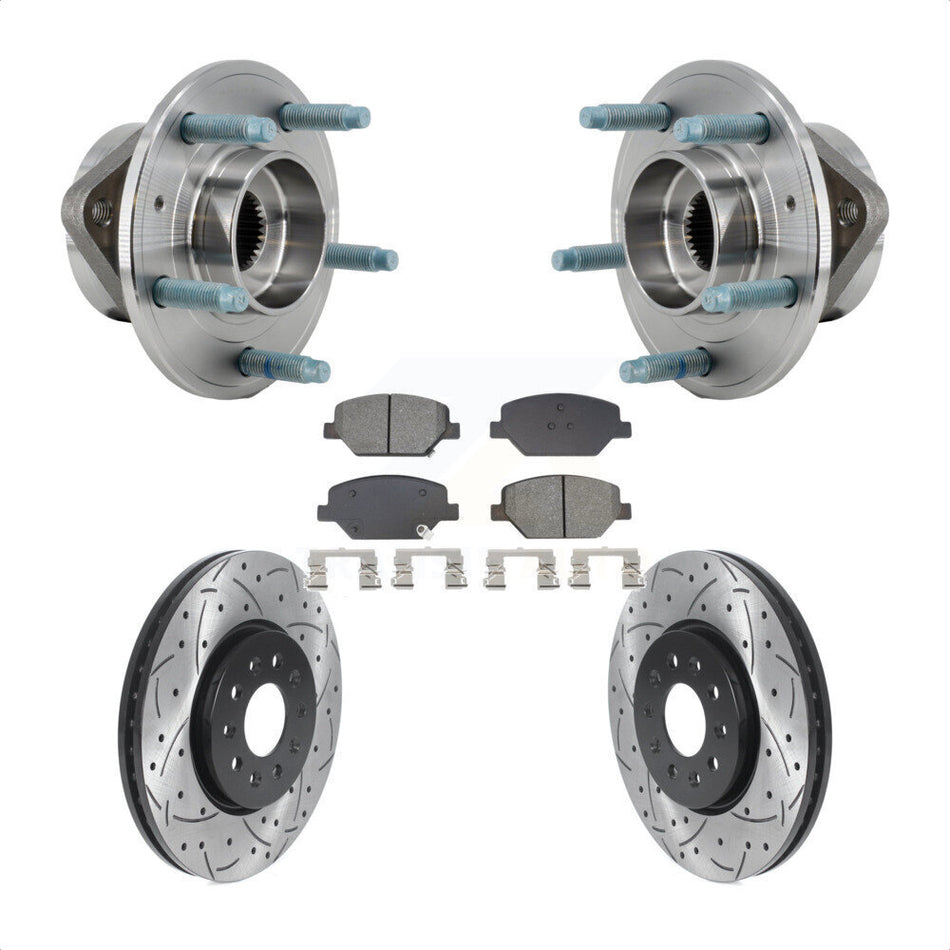 Front Hub Bearing Coated Drill Slot Brake Rotor Pad Kit For Chevrolet Equinox GMC Terrain KBB-128948