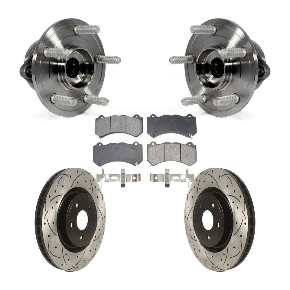 Front Hub Bearing Drilled Slot Brake Rotor Pads Kit For Jeep Grand Cherokee Dodge Durango KBB-128950