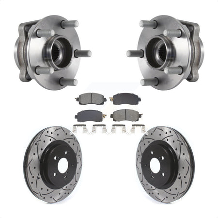 Front Hub Bearing Assembly Drilled Slot Brake Rotor Pads Kit For Subaru Crosstrek Impreza KBB-128954