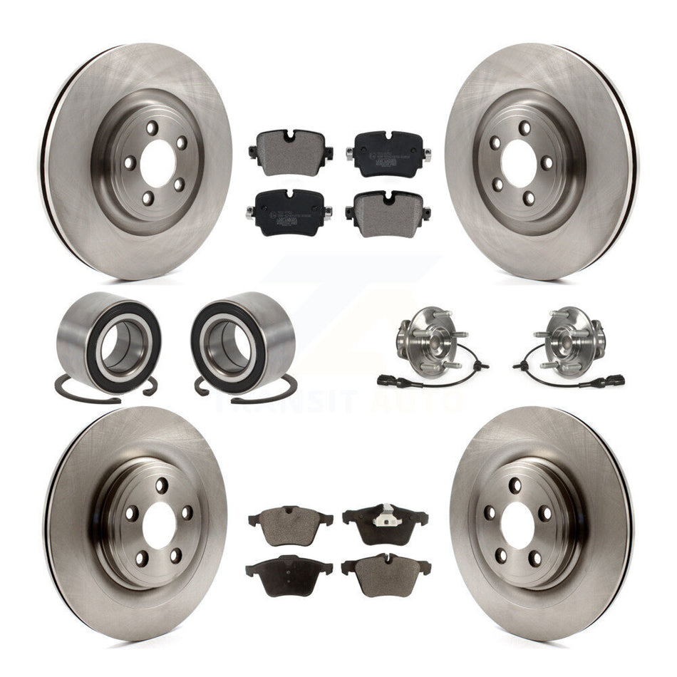 Front Rear Hub Bearings Disc Brake Rotors And Ceramic Pads Shoes Kit (10Pc) For Jaguar XJ KBB-128962