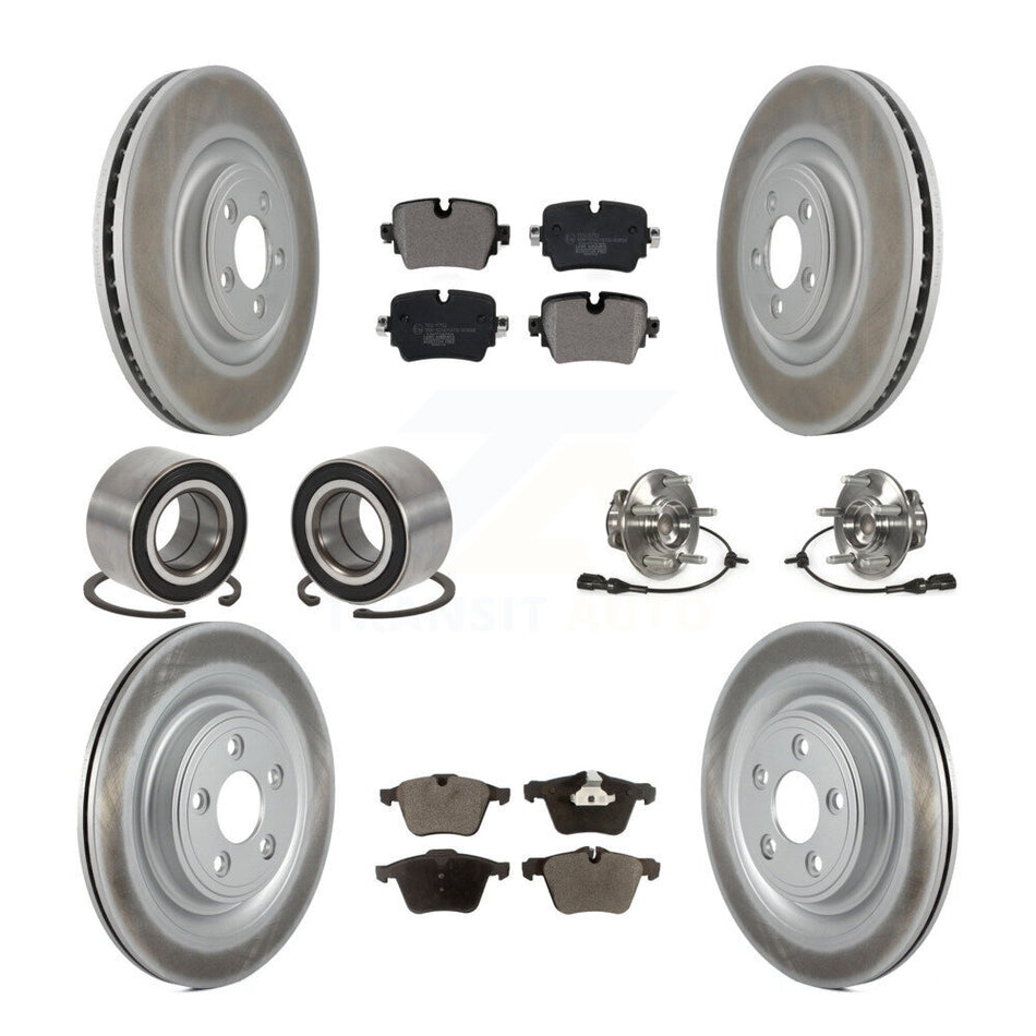 Front Rear Hub Bearings Coated Disc Brake Rotors And Pads Shoes Kit (10Pc) For Jaguar XJ KBB-128965