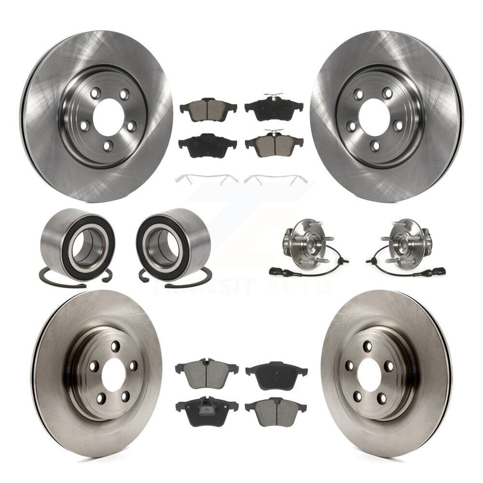 Front Rear Hub Bearings Disc Brake Rotors And Ceramic Pads Shoes Kit (10Pc) For Jaguar XF KBB-128973