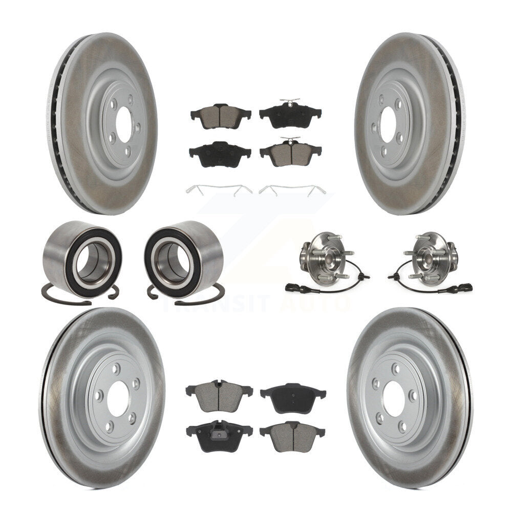 Front Rear Hub Bearing Coated Disc Brake Rotor & Pads Shoe Kit (10Pc) For Jaguar XF XJ XK KBB-128978
