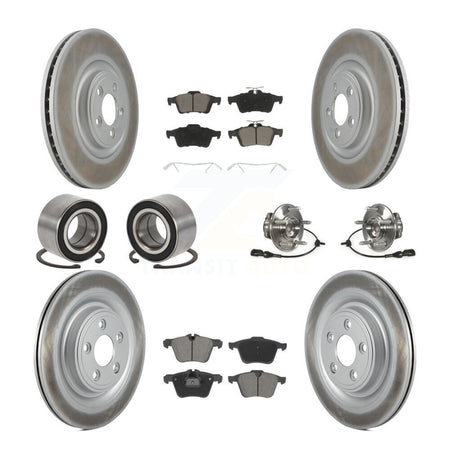 Front Rear Hub Bearing Coated Disc Brake Rotor & Pads Shoe Kit (10Pc) For Jaguar XF XJ XK KBB-128978