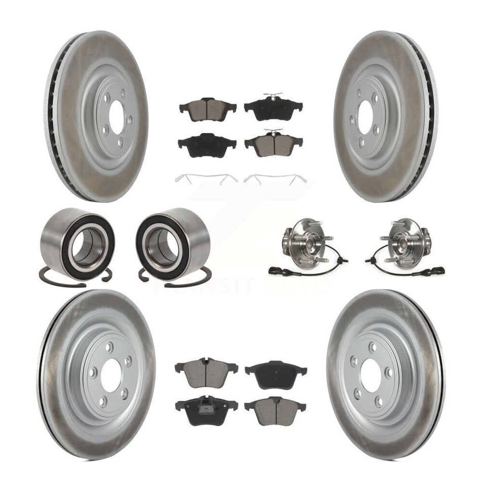 Front Rear Hub Bearing Coated Disc Brake Rotor & Pads Shoe Kit (10Pc) For Jaguar XF XJ XK KBB-128978