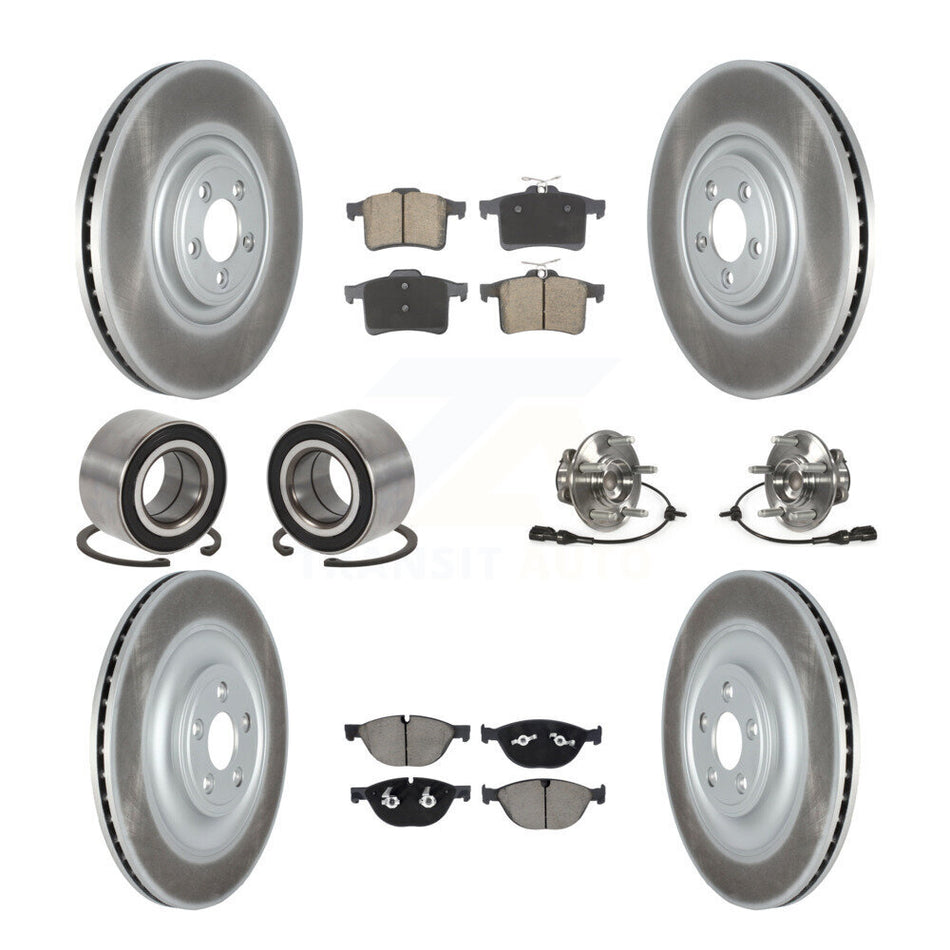 Front Rear Hub Bearing Coat Brake Rotor Pads Shoe Kit (10Pc) For Jaguar XF XJ XKR XFR XJR KBB-128979