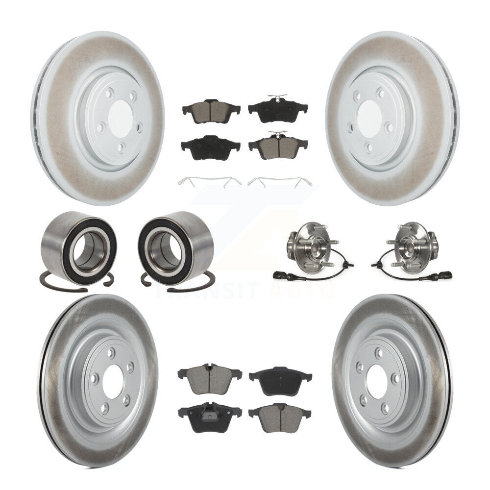 Front Rear Hub Bearings Coated Disc Brake Rotors And Pads Shoes Kit (10Pc) For Jaguar XF KBB-128980
