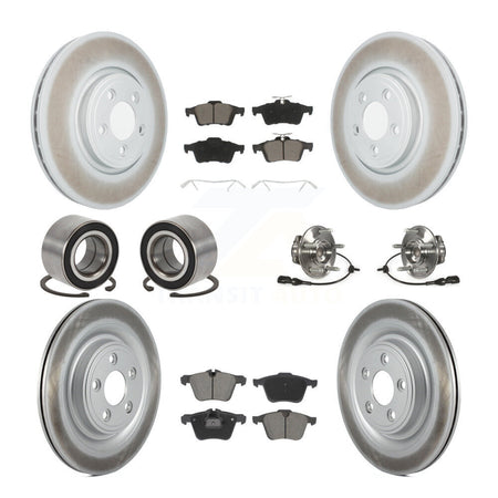 Front Rear Hub Bearings Coated Disc Brake Rotors And Pads Shoes Kit (10Pc) For Jaguar XF KBB-128980