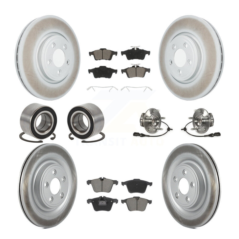 Front Rear Hub Bearings Coated Disc Brake Rotors And Pads Shoes Kit (10Pc) For Jaguar XF KBB-128980