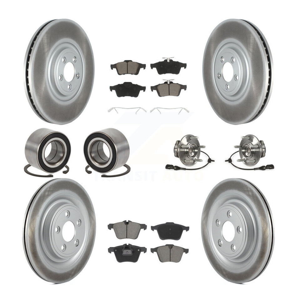 Front Rear Hub Bearings Coated Disc Brake Rotors And Pads Shoes Kit (10Pc) For Jaguar XF KBB-128981