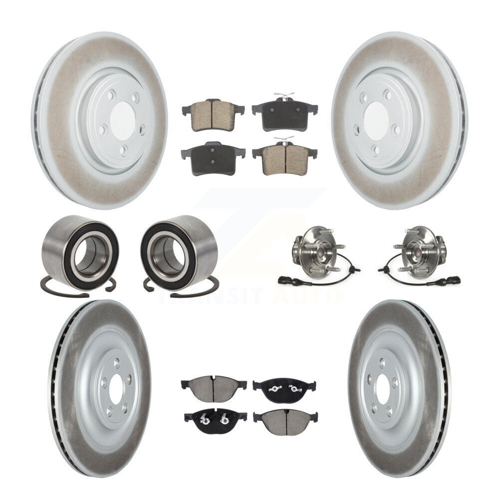 Front Rear Hub Bearings Coated Disc Brake Rotors And Pads Shoes Kit (10Pc) For Jaguar XF KBB-128982