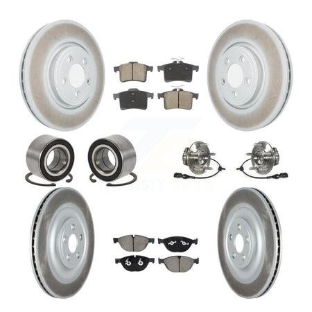 Front Rear Hub Bearings Coated Disc Brake Rotors And Pads Shoes Kit (10Pc) For Jaguar XF KBB-128982