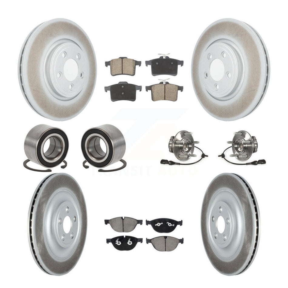 Front Rear Hub Bearings Coated Disc Brake Rotors And Pads Shoes Kit (10Pc) For Jaguar XF KBB-128982