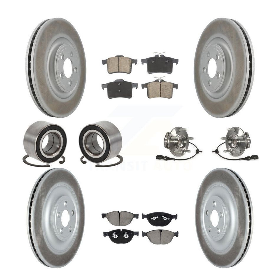 Front Rear Hub Bearings Coated Disc Brake Rotors And Pads Shoes Kit (10Pc) For Jaguar XF KBB-128983