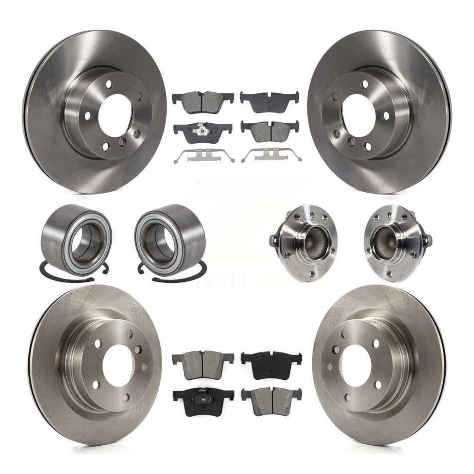 Front Rear Wheel Hub Bearing Disc Brake Rotors And Pads Shoe Kit (10Pc) For BMW 320i 328d KBB-129003