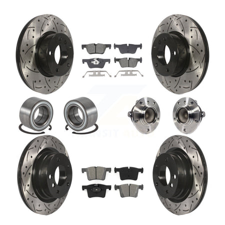 Front Rear Hub Bearing Coated Disc Brake Rotor And Pads Shoe Kit (10Pc) For BMW 320i 328d KBB-129049