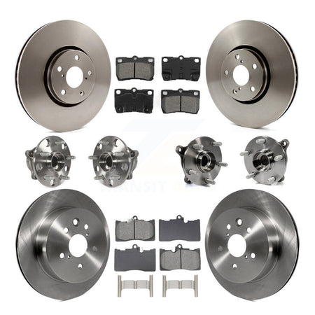 Front Rear Hub Bearing Disc Brake Rotor And Semi-Metallic Pads Kit (10Pc) For Lexus IS350 KBB-129061