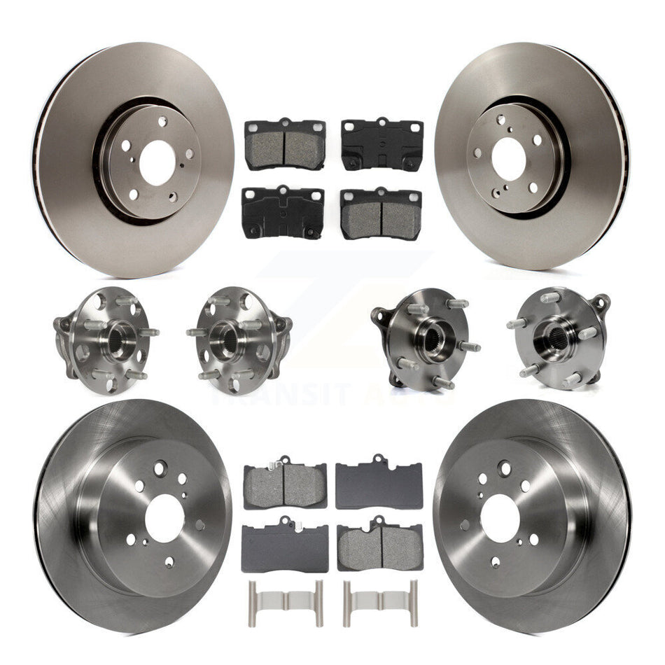 Front Rear Hub Bearing Disc Brake Rotor And Semi-Metallic Pads Kit (10Pc) For Lexus IS350 KBB-129061