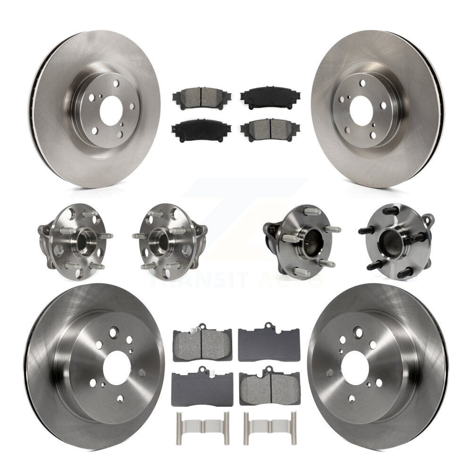 Front Rear Hub Bearing Brake Rotor & Pad Kit (10Pc) For 2014-2015 Lexus IS350 C F Sport KBB-129065