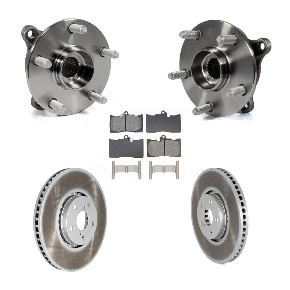Front Hub Bearing Assembly Coated Disc Brake Rotor & Pads Kit (5Pc) For Lexus IS300 IS350 KBB-129075