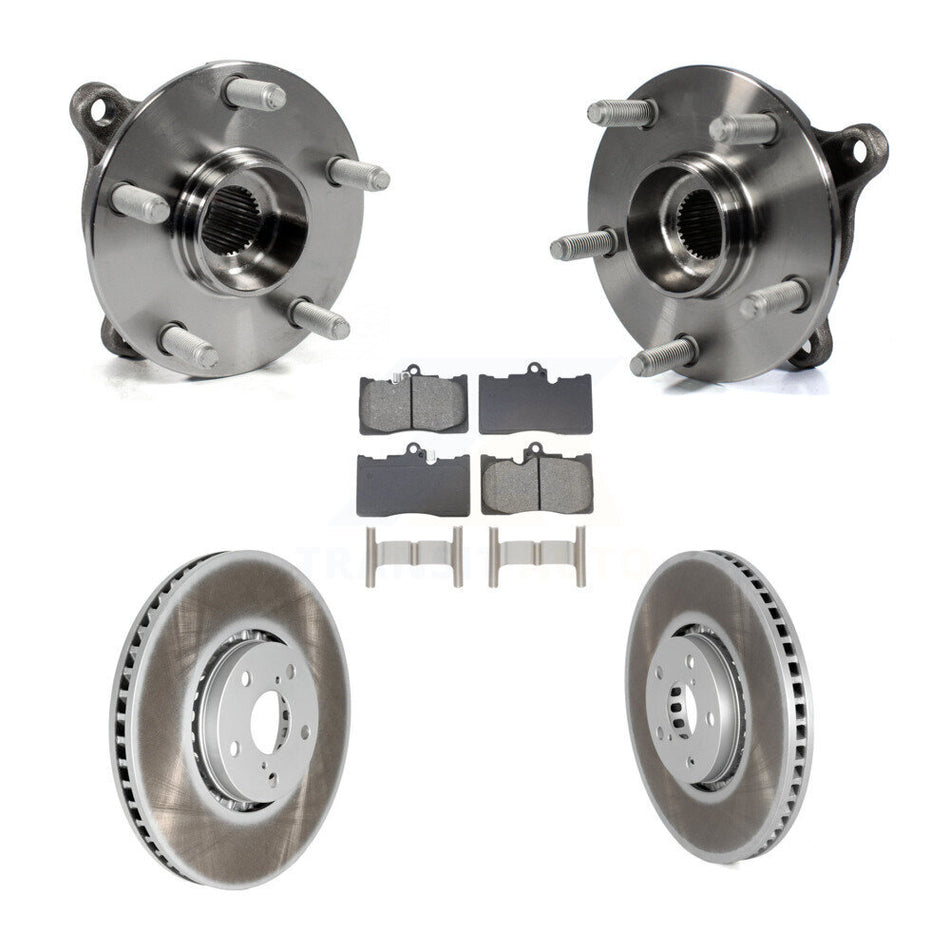 Front Hub Bearing Assembly Coated Disc Brake Rotor & Pads Kit (5Pc) For Lexus IS300 IS350 KBB-129075