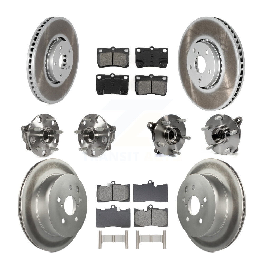 Front Rear Hub Bearings Coated Disc Brake Rotors And Pads Kit (10Pc) For Lexus IS350 KBB-129082