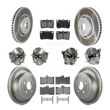 Front Rear Hub Bearings Coated Disc Brake Rotors And Pads Kit (10Pc) For Lexus IS350 KBB-129082