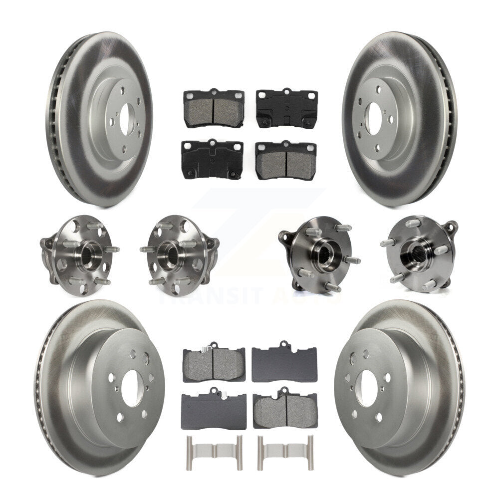 Front Rear Hub Bearing Coated Disc Brake Rotors And Pads Kit (10Pc) For Lexus GS350 IS350 KBB-129083