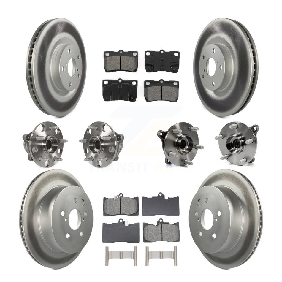 Front Rear Hub Bearing Coated Disc Brake Rotors And Pads Kit (10Pc) For Lexus GS350 IS350 KBB-129083