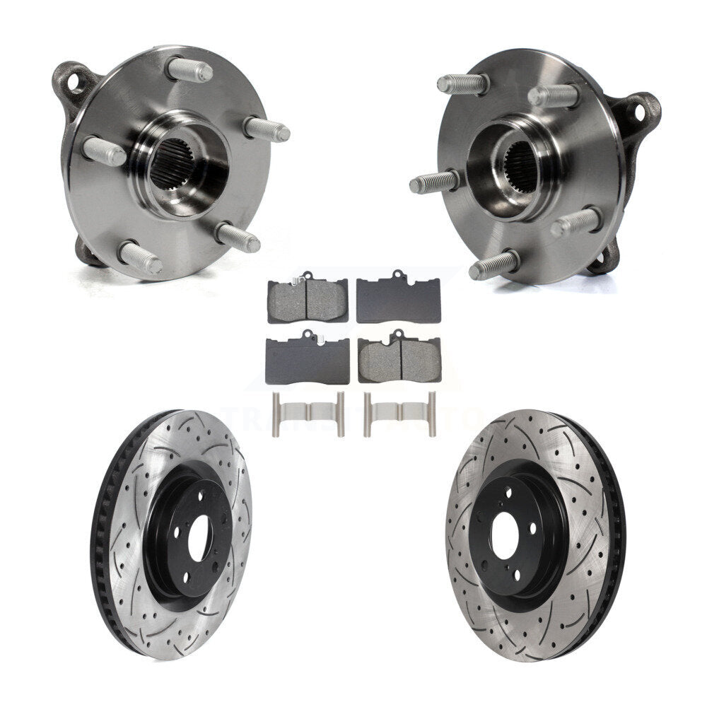 Front Hub Bearing Drill Slot Brake Rotor Pads Kit (5Pc) For Lexus IS300 IS350 GS350 RC350 KBB-129092