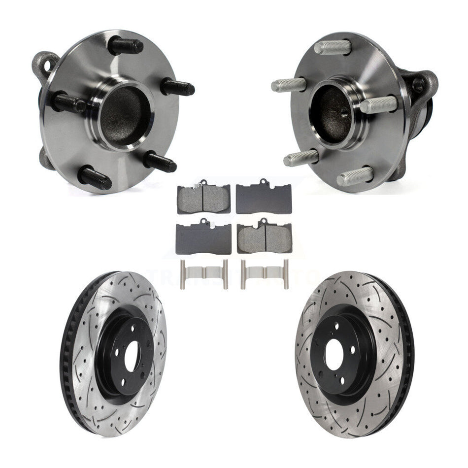 Front Hub Bearing Drill Slot Brake Rotor Pad Kit (5Pc) For Lexus IS350 GS350 GS450h GS460 KBB-129093