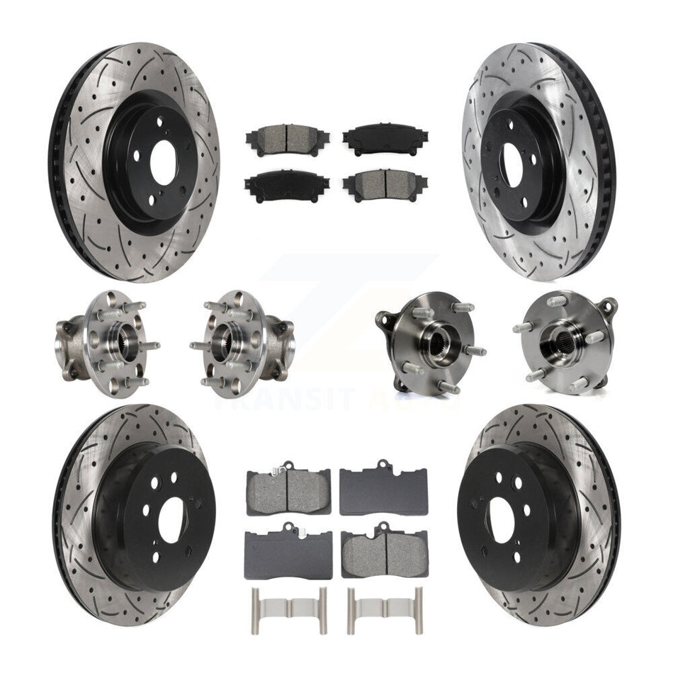 Front Rear Hub Bearing Coat Brake Rotor Pads Kit (10Pc) For Lexus IS300 IS350 GS350 RC350 KBB-129096