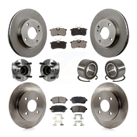 Front Rear Wheel Hub Bearing Disc Brake Rotor And Ceramic Pads Kit (10Pc) For Ford Fiesta KBB-129109