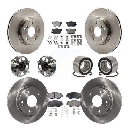 Front Rear Hub Bearings Disc Brake Rotors And Pads Kit (10Pc) For Honda Civic Acura ILX KBB-129110