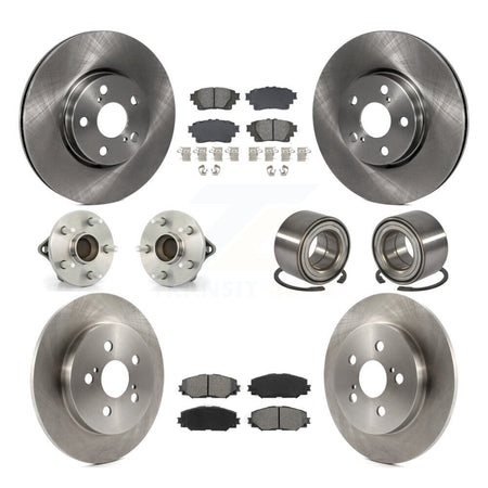 Front Rear Hub Bearing Brake Rotor Pad Kit (10Pc) For 2019 Toyota Corolla Sedan with 1.8L KBB-129120