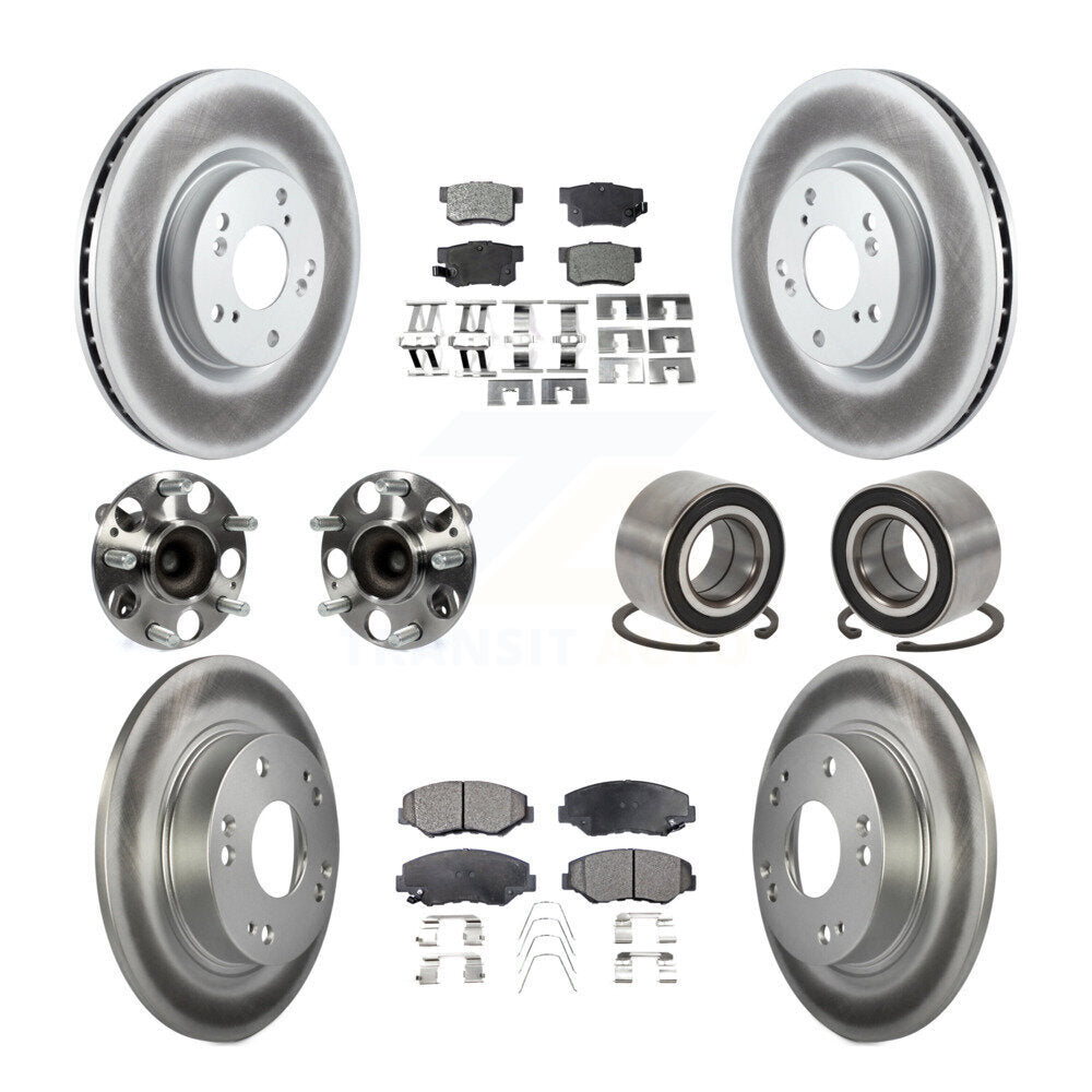 Front Rear Hub Bearing Coated Disc Brake Rotor & Pad Kit (10Pc) For Honda Civic Acura ILX KBB-129130