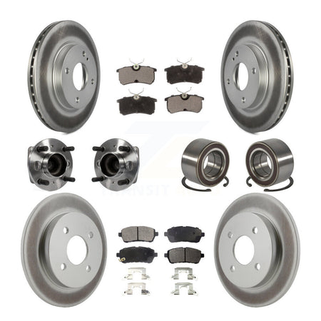 Front Rear Hub Bearing Coated Disc Brake Rotor And Ceramic Pad Kit (10Pc) For Ford Fiesta KBB-129136
