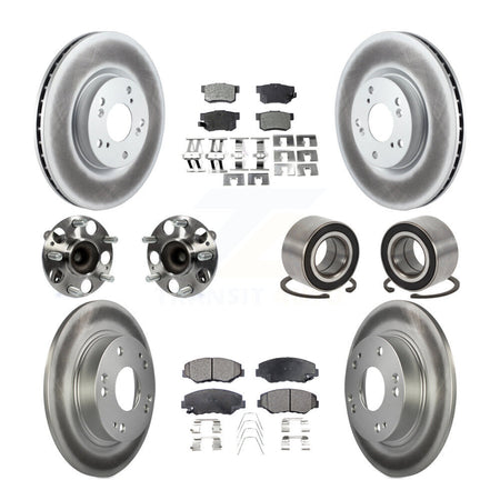 Front Rear Hub Bearing Coated Disc Brake Rotor & Pad Kit (10Pc) For Honda Civic Acura ILX KBB-129142
