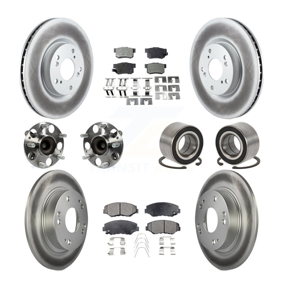 Front Rear Hub Bearing Coated Disc Brake Rotor & Pad Kit (10Pc) For Honda Civic Acura ILX KBB-129142